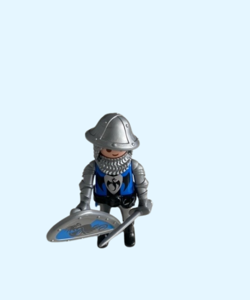 blauwe ridder met helm